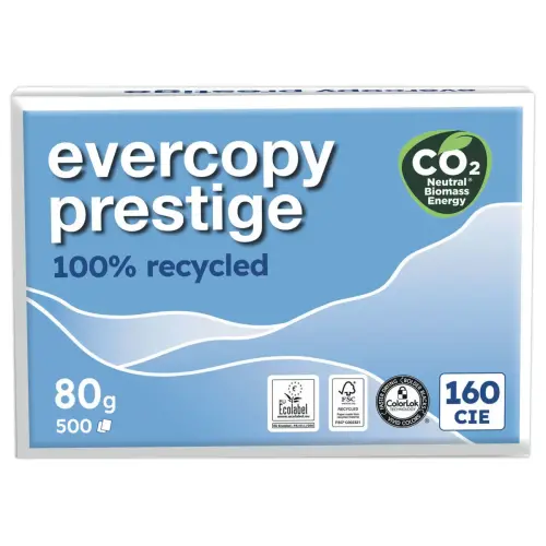 5 Ramettes papier recycl&eacute; - A4 - 80g - EVERCOPY 