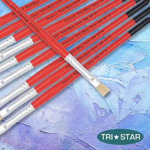 Brosse plate n°8 - OZ - en soie - peinture acrylique et à l'huile
