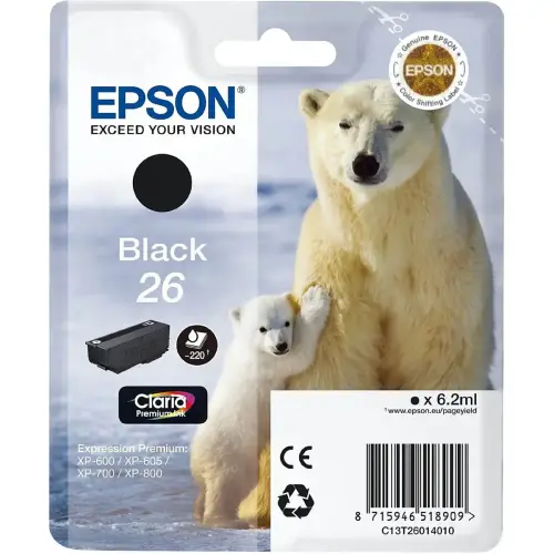 4 CARTOUCHES EPSON 26 N.C.J.M MULTIPACK OURS POLAIRE