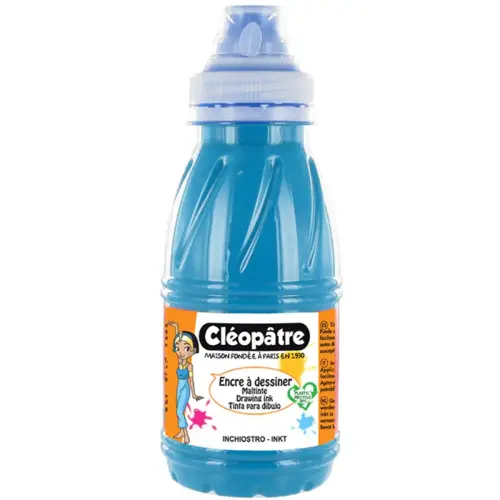 Encre à dessiner à base d'eau - CLEOPÂTRE - 500ml - bleu clair