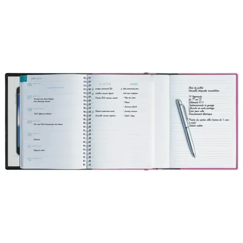 Agenda semainier spirale All in one - 15x21cm - rose- Janvier &agrave; d&eacute;cembre - EXACOMPTA 