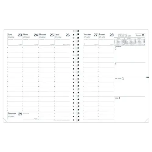 Agenda semainier Club - 21x27cm - Bleu - Septembre à septembre - QUO VADIS