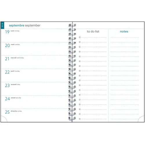 Agenda semainier Exacompta  Mini Labo - 15x21cm - Fleurs fond blanc 