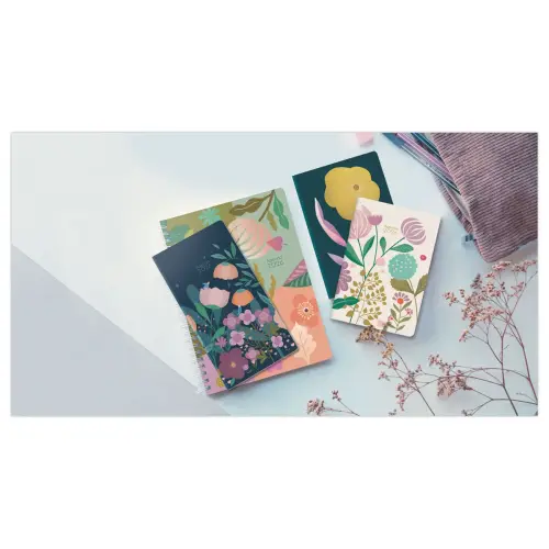 Agenda semainier Exacompta  Mini Labo - 15x21cm - Fleurs fond blanc 