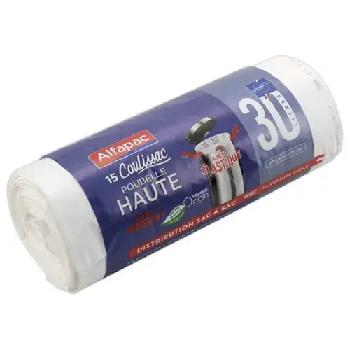10 Sacs poubelle à liens élastiques - 50 litres