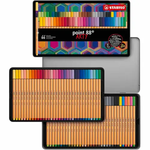 Stylo feutre Stabilo point 88 - pointe extra fine 0,4 mm - coloris assortis- Lot de 60
