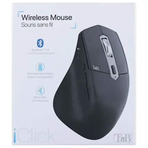 Souris sans fil semi-ergonomique dual connect 