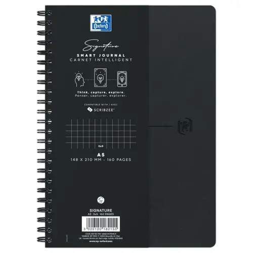 Cahier spirales Signature - A5 - 160 pages - Noir - OXFORD