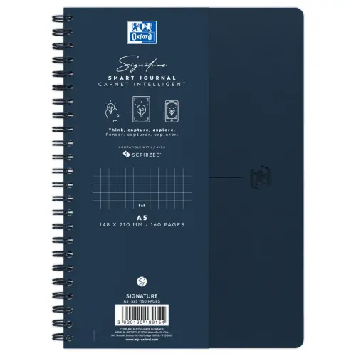 Cahier Signature broché A5 160 pages 5x5. Bleu