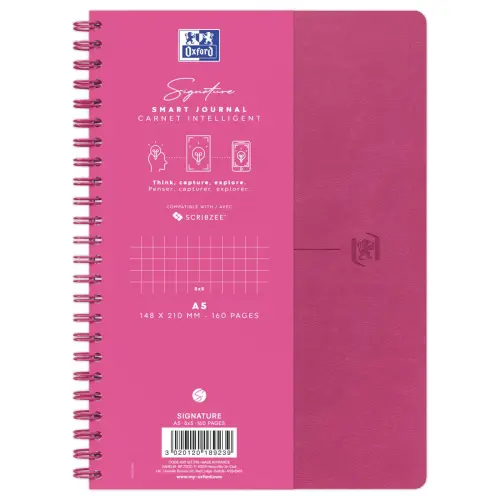 Cahier Signature broch&eacute; A5 160 pages 5x5. Fuchsia 