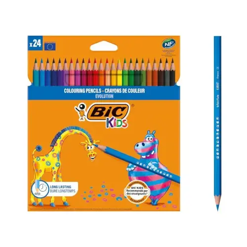 Crayon de couleur - BIC EVOLUTION KIDS - coloris assortis - lot de 24