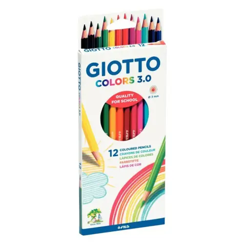 Crayon de couleur hexagonal - GIOTTO - mine 3mm - coloris assortis - lot de 12