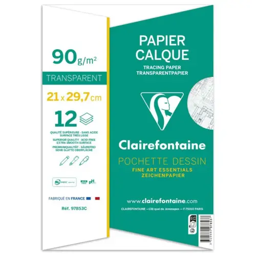 Papier calque A4 CLAIREFONTAINE - 90g - lot de 12