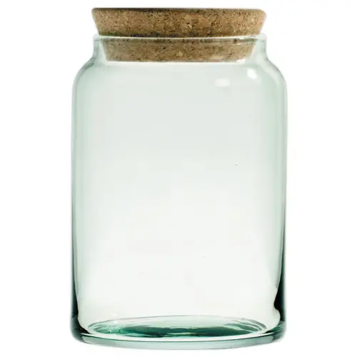 Pot en verre recycl&eacute; avec couvercle li&egrave;ge 0,86L 