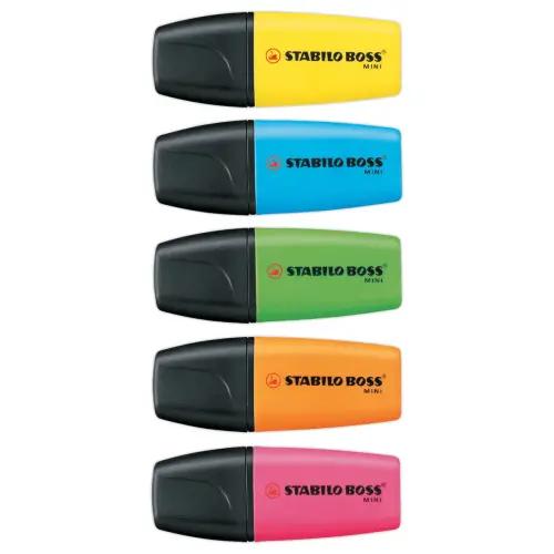 5 Surligneurs BOSS MINI - Pointe biseautée - Coloris assorti - STABILO