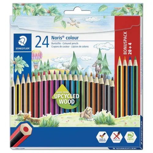 24 Crayons de couleur - Bois recycl&eacute; - STAEDTLER 