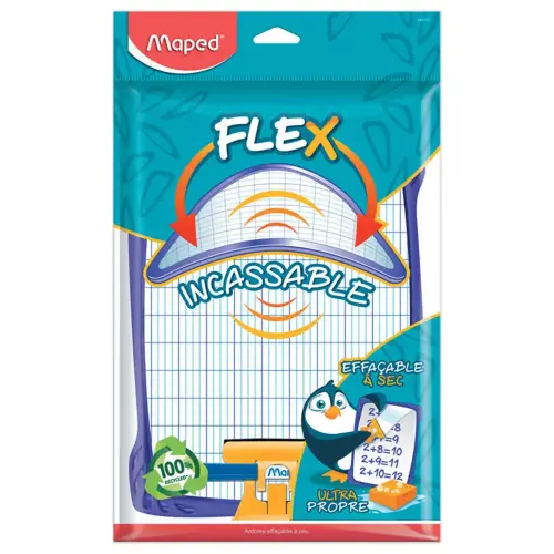 Ardoise effa&ccedil;able &agrave; sec + brosse et feutre - Incassable - Maped 
