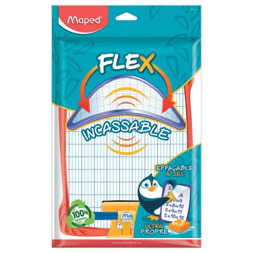 Ardoise effa&ccedil;able &agrave; sec + brosse et feutre - Incassable - Maped 