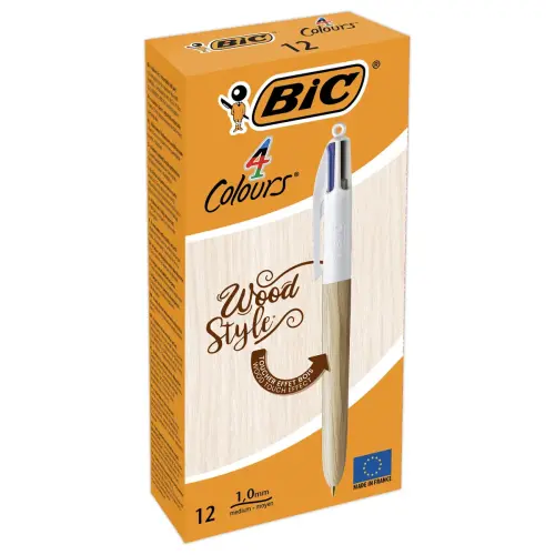 Stylo bille 4 couleurs - Effet bois - BIC 