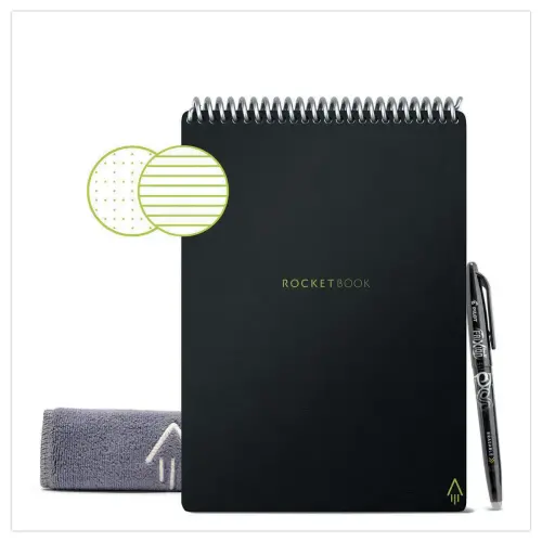 Bloc-notes connecté et réutilisable à l'infini Rocketbook Flip Executive - A5 - Noir - 36 pages - ROCKETBOOK