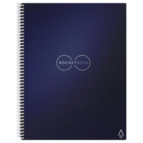 Cahier connect&eacute; et r&eacute;utilisable &agrave; l'infini Rocketbook Core Letter - A4 - Bleu fonc&eacute; - 32 pages - ROCKETBOOK 