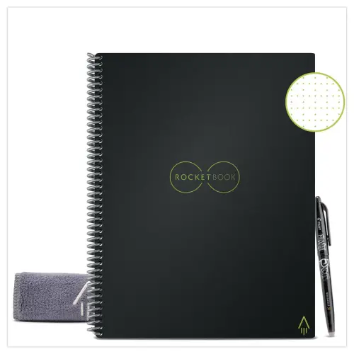 Cahier connecté et réutilisable à l'infini Rocketbook Core Letter - A4 - Noir - 32 pages - ROCKETBOOK