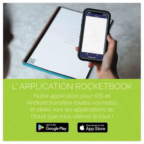 Cahier connecté et réutilisable à l'infini Rocketbook Core Letter - A4 - Noir - 32 pages - ROCKETBOOK