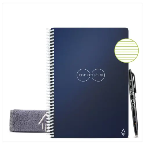 Cahier connecté et réutilisable à l'infini Rocketbook Core Executive - A5 - Bleu foncé - 36 pages - ROCKETBOOK