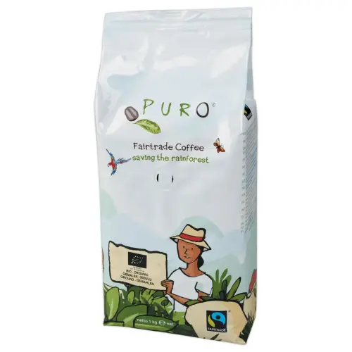 Paquet de café moulu 1Kg Puro Fairtrade Bio - Intensité 7