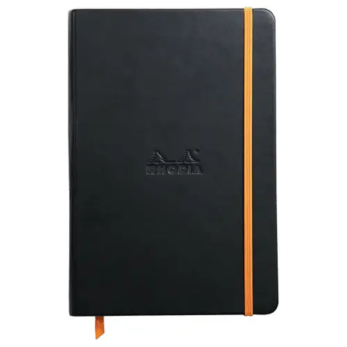Carnet broché Rhodiarama A5 192 pages - couverture rigide - noir - RHODIA