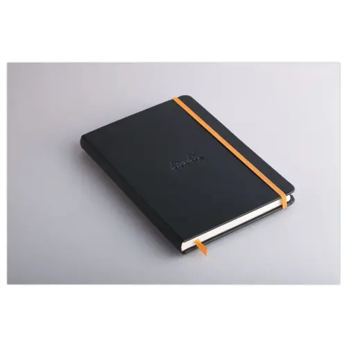 Carnet broché Rhodiarama A5 192 pages - couverture rigide - noir - RHODIA