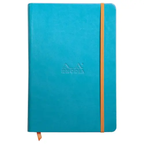 Carnet broch&eacute; RhodiaramaA5 192 pages,lign&eacute;,couverture rigide turquoise 