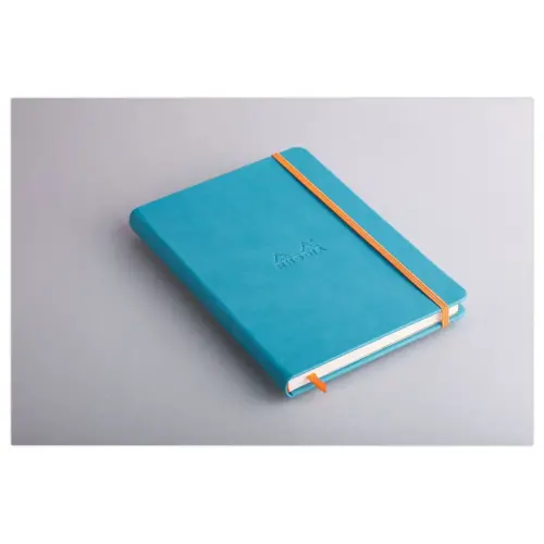 Carnet broch&eacute; RhodiaramaA5 192 pages,lign&eacute;,couverture rigide turquoise 