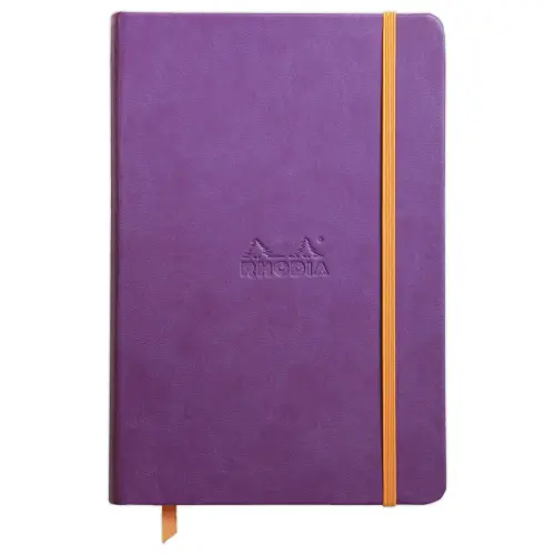Carnet broché Rhodiarama A5 192 pages - couverture rigide - violet - RHODIA