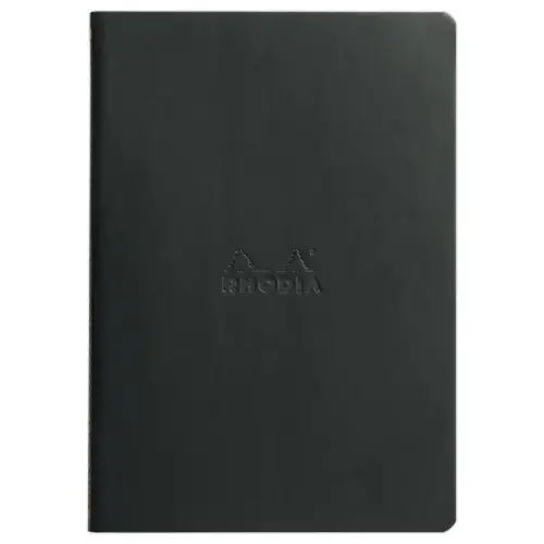 Carnet piqué Rhodiarama A5 64 pages, ligné, couverture souple noire