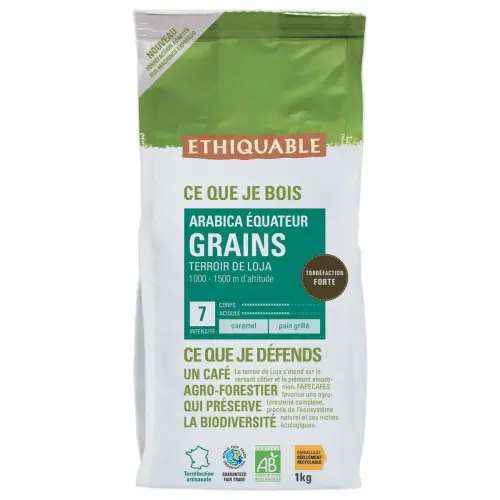 Paquet de café en grains 1kg Equateur Bio