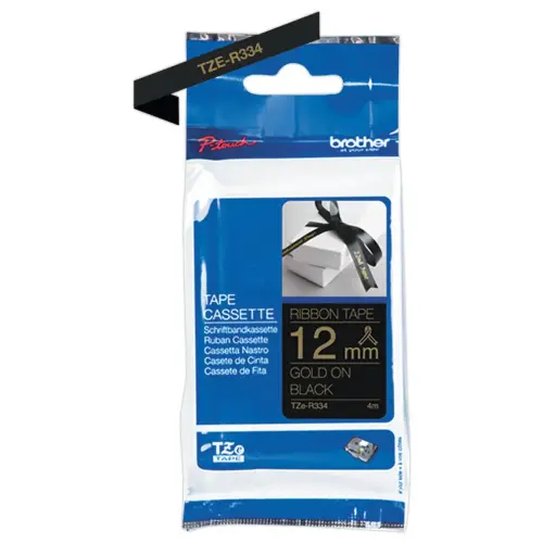 Ruban étiqueteuse tissu or sur noir 12mm (4m)