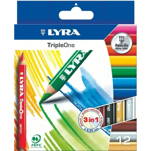 Crayon de couleur gros module LYRA - mine 6,3mm - coloris assortis - lot de 12