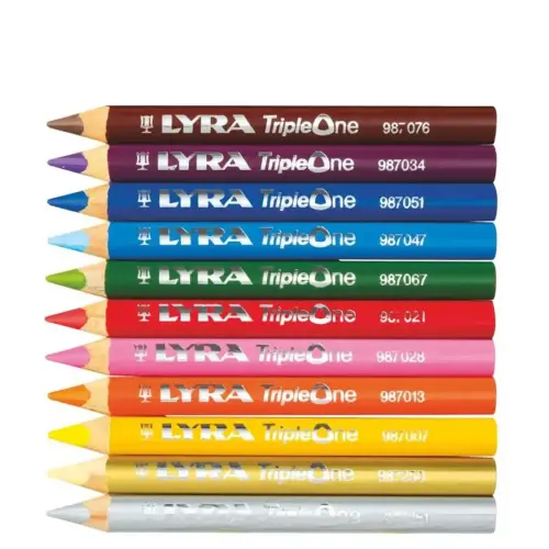 Crayon de couleur gros module LYRA - mine 6,3mm - coloris assortis - lot de 12