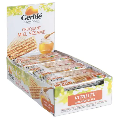 18 Sachets de 3 biscuits croquants - Miel et s&eacute;same - GERBLE 