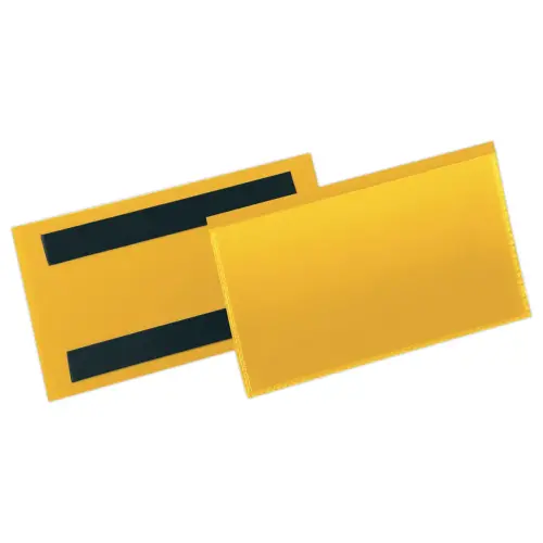 50 Pochettes porte-&eacute;tiquettes magn&eacute;tiques - 15 x 6.7 cm - Jaune - DURABLE 