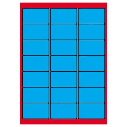 100 Planches d'&eacute;tiquettes L63,5xH38,1 mm 2100 &eacute;tiq/ bo&icirc;te, bleu vif 