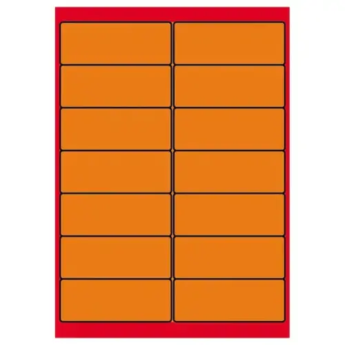 100 Planches d'&eacute;tiquettes L99xH38,1 mm 1400 &eacute;tiq/ bo&icirc;te, orange vif 