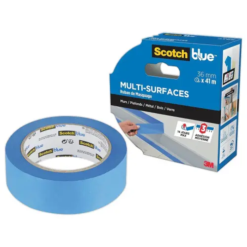 Ruban adhésif de masquage multi-surface sans trace - 41m x 36mm