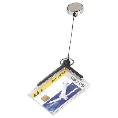 10 Porte-carte 1 carte de luxe avec enrouleur chrom&eacute; DURABLE 
