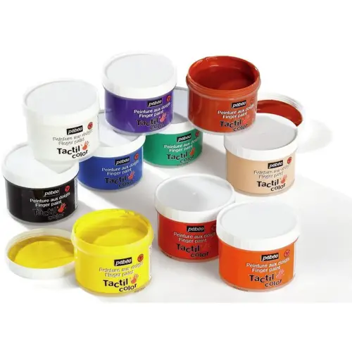 Gouache aux doigts - PEBEO - socle plastique inclus - coloris assortis - 225ml - lot de 10