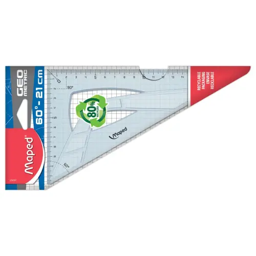 Equerre 60° grand côté 21 cm - GEOMETRIC, en plastique recyclé
