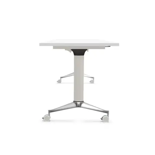Table rectangulaire rabattable avec roulettes - 180 x 70 cm - Blanc et alu