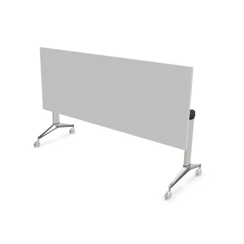 Table rectangulaire rabattable avec roulettes - 180 x 70 cm - Blanc et alu