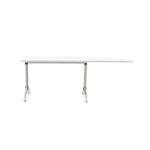 Table rabattable avec roulettes - 190 x 70 cm - Blanc et alu - Angle &agrave; gauche 